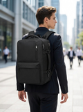 Waterproof nylon travel backpack with a dedicated shoe compartment