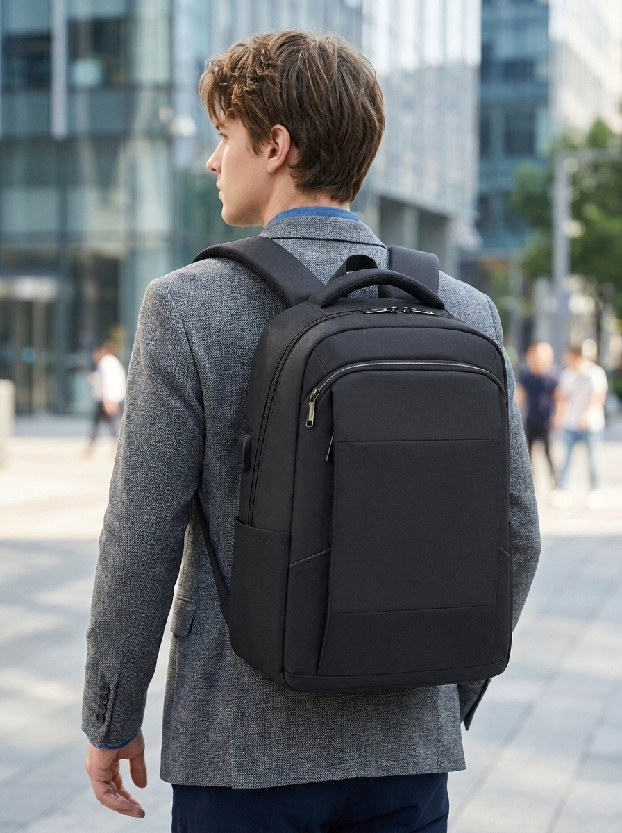 Oxford-cloth business backpack with a padded compartment for 16-inch laptops