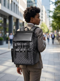 Slim business backpack in wipe-clean, water-resistant PU leather