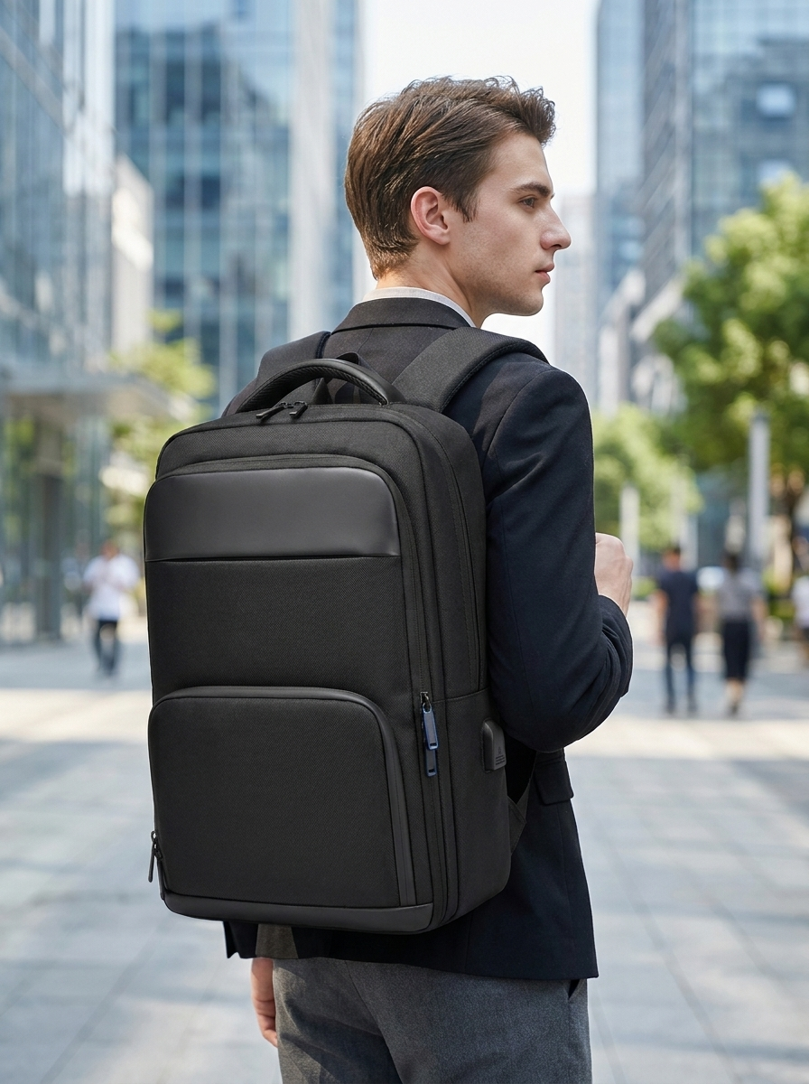 Waterproof Oxford-cloth commuter rucksack built for rainy daily journeys
