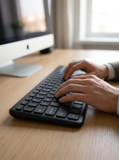 Slim Wireless Keyboard with Touchpad & Wrist Rest - 2.4G, Silent Scissor Keys