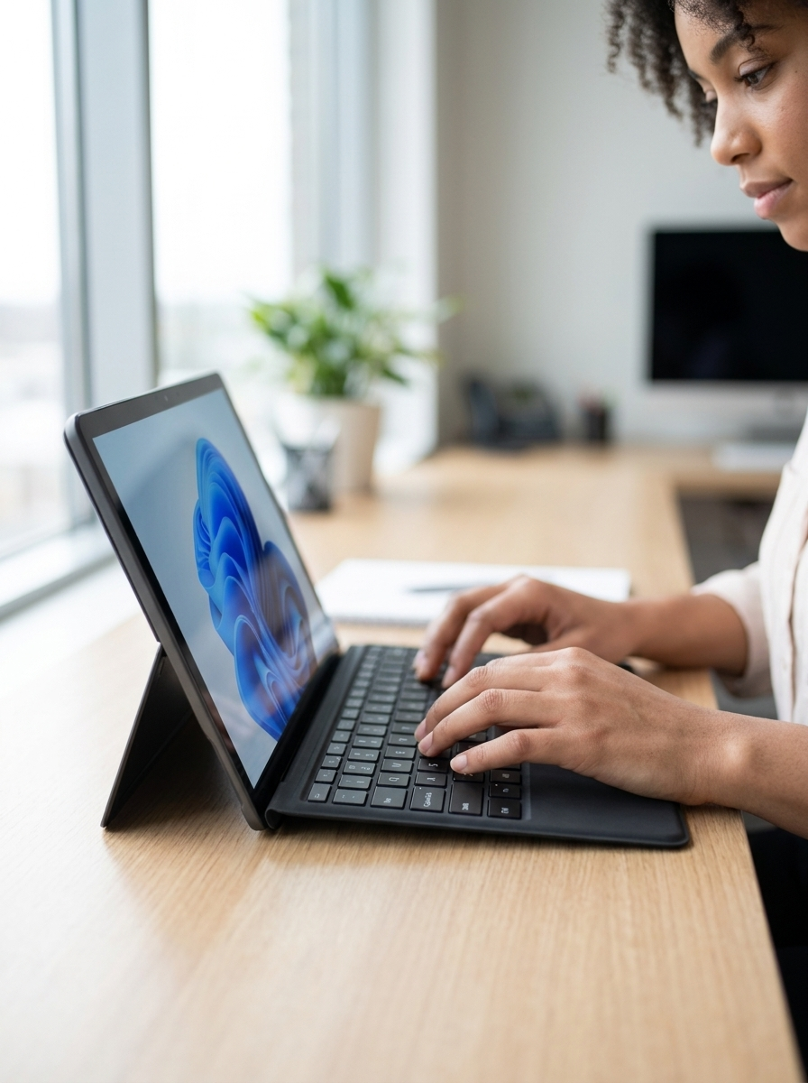 Floating magnetic Magic Keyboard designed for the Microsoft Surface Pro 12