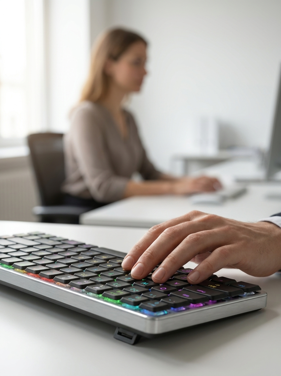 Ultra-Slim Low-Profile Mechanical Keyboard - 84-Key Aluminium, RGB, Tri-Mode