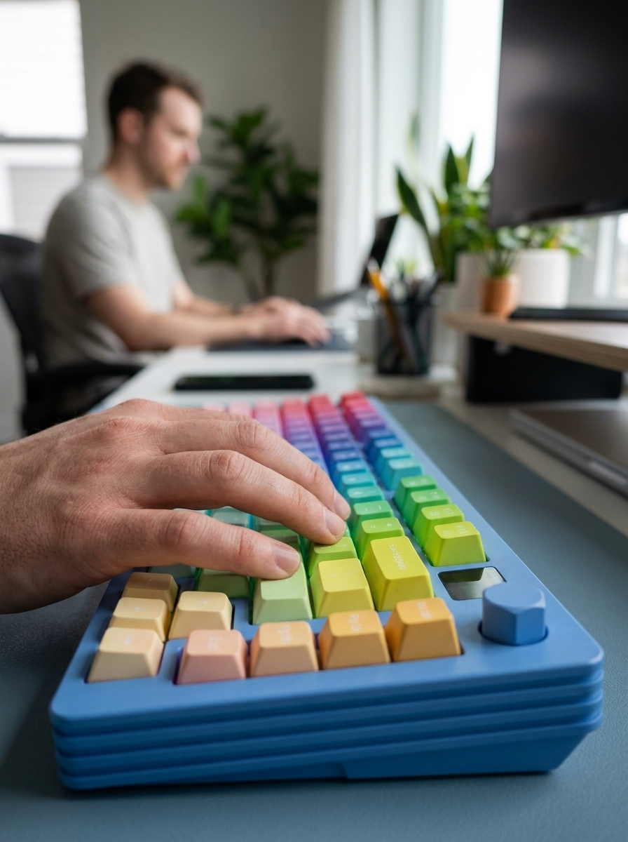 Gasket Hot-Swappable Mechanical Keyboard - Compact RGB Tri-Mode with LED Display