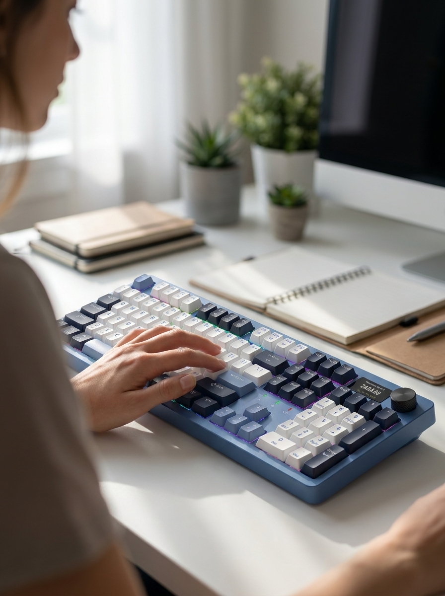 Gasket Mechanical Keyboard with Smart Display & Knob - 104-Key, Tri-Mode, RGB