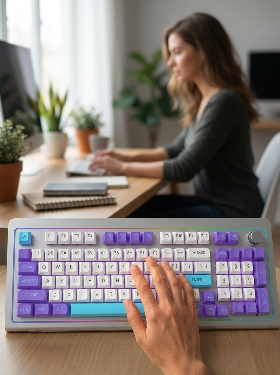 Aluminium Mechanical Keyboard with Knob - 96-Key, Hot-Swappable, Tri-Mode, RGB