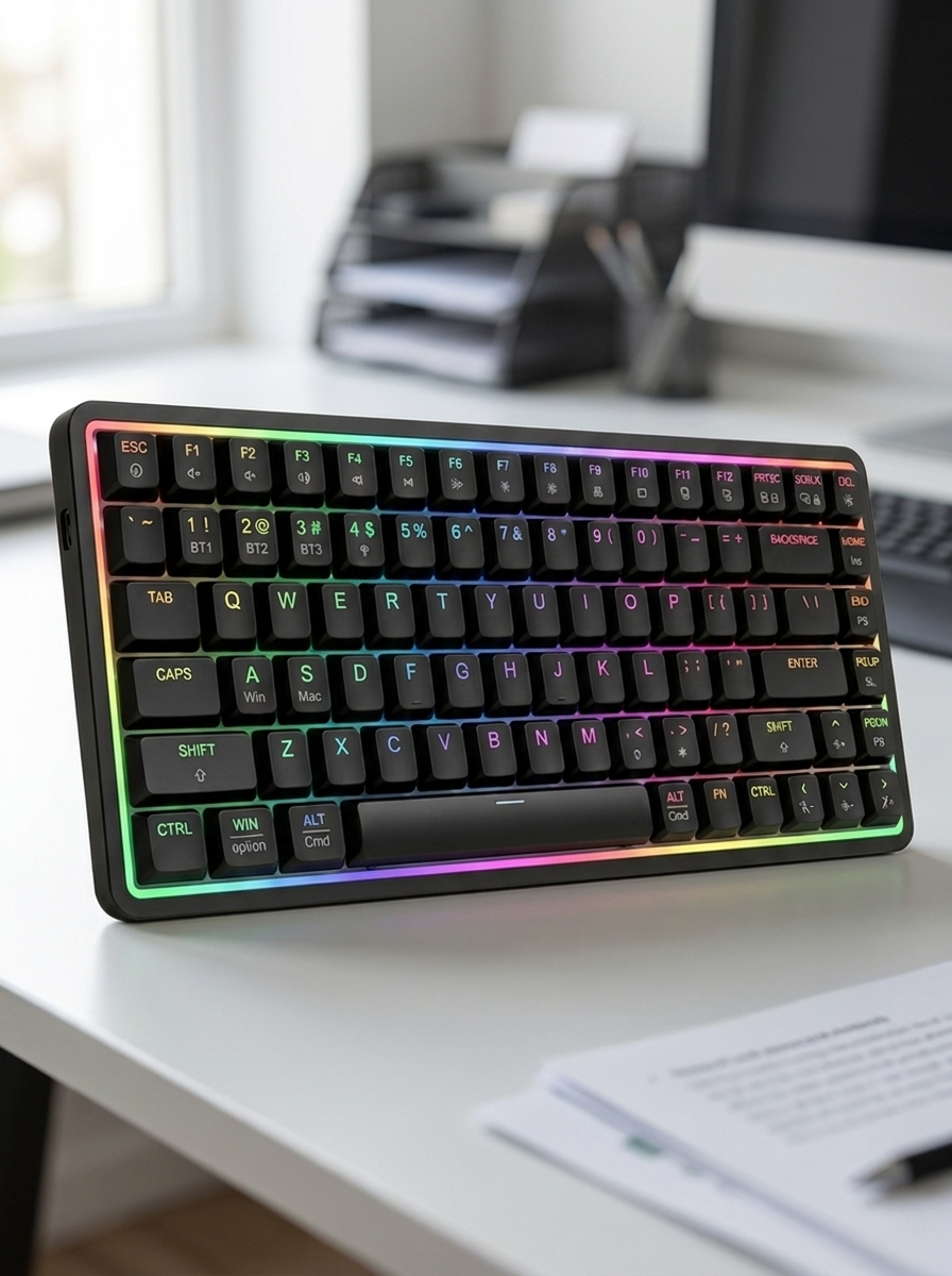 Ultra-Slim Low-Profile Mechanical Keyboard - 84-Key, RGB Backlight, PBT Keycaps