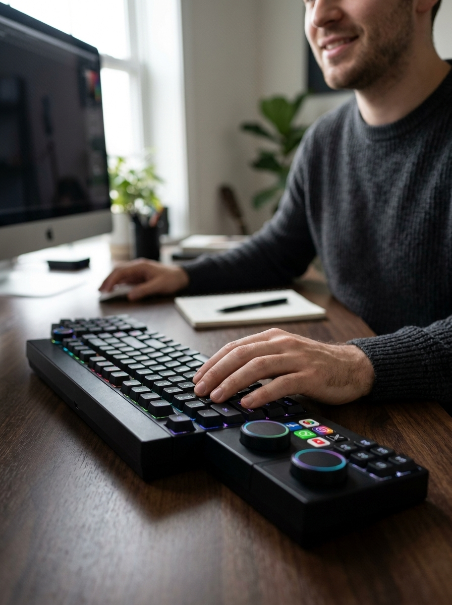 Modular Mechanical Keyboard with Stream-Deck Display - 68-Key RGB, Wired, Programmable Knob