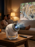 Android 14 Mini Projector - 720p HD, 450 ANSI Lumens, Wi-Fi Screen Mirroring (UK Plug)
