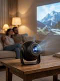 Android Mini Home Projector - 720p HD LED, Wi-Fi Screen Mirroring, 200" Display (UK Plug)