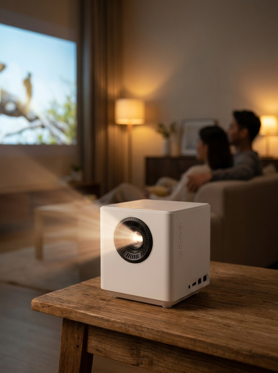 Mini Home Projector - 720p HD, Android Smart, Portable for Films & Sports (UK Plug)