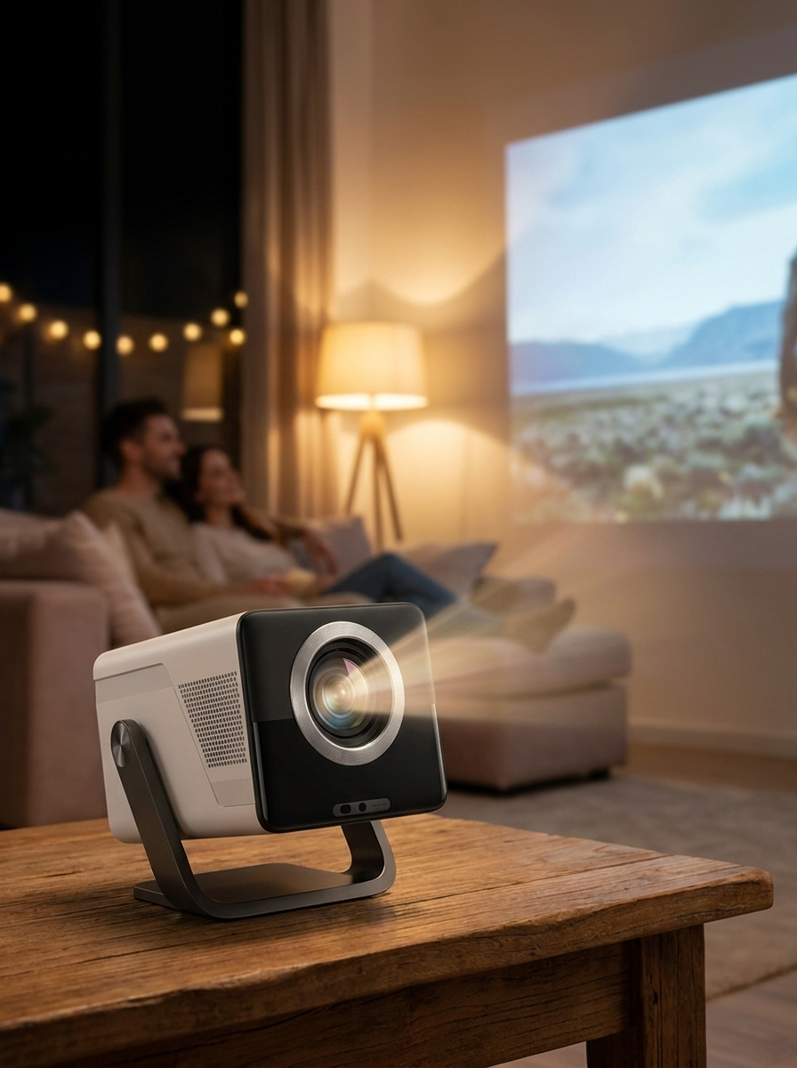 Short-throw smart projector turning a small room into a home cinema