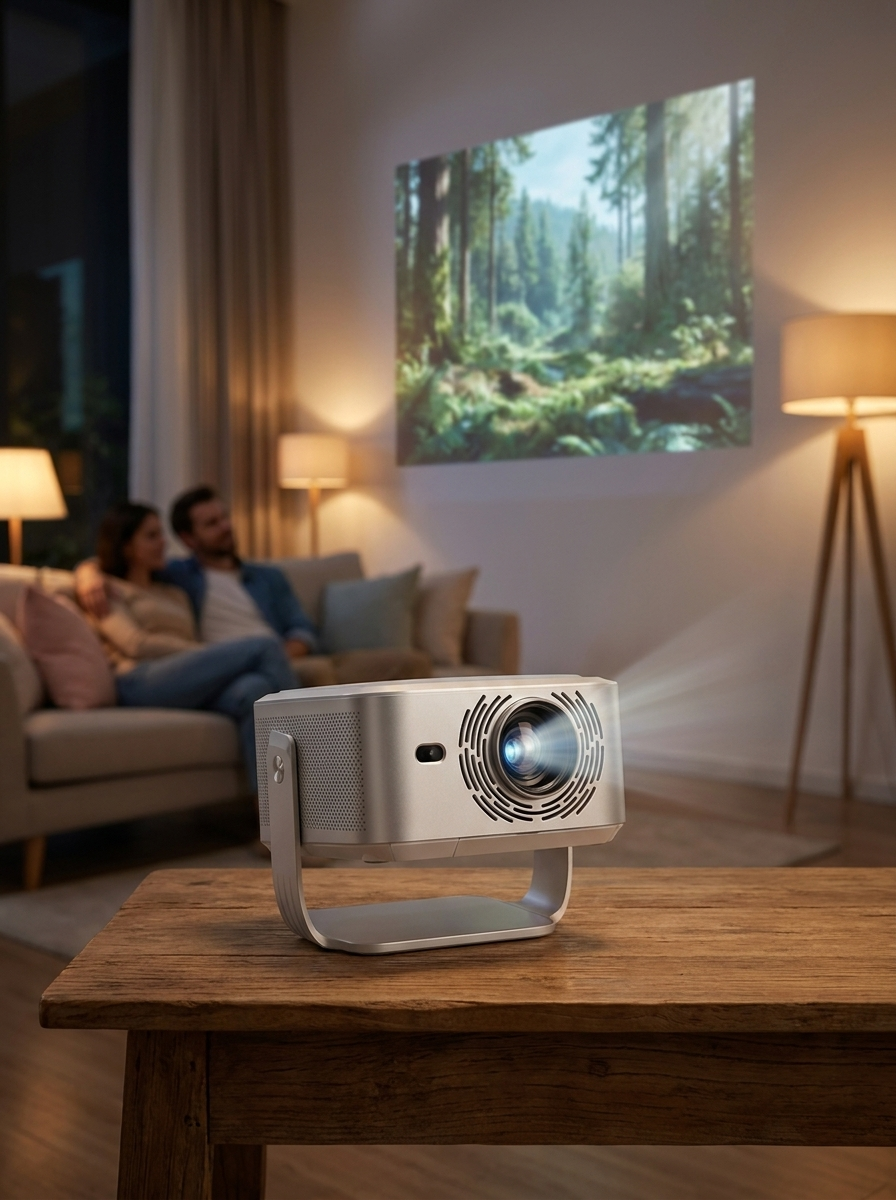 Short-throw smart projector filling up to 200 inches from close range
