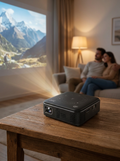 Pocket-sized portable projector casting a picture of up to 150 inches