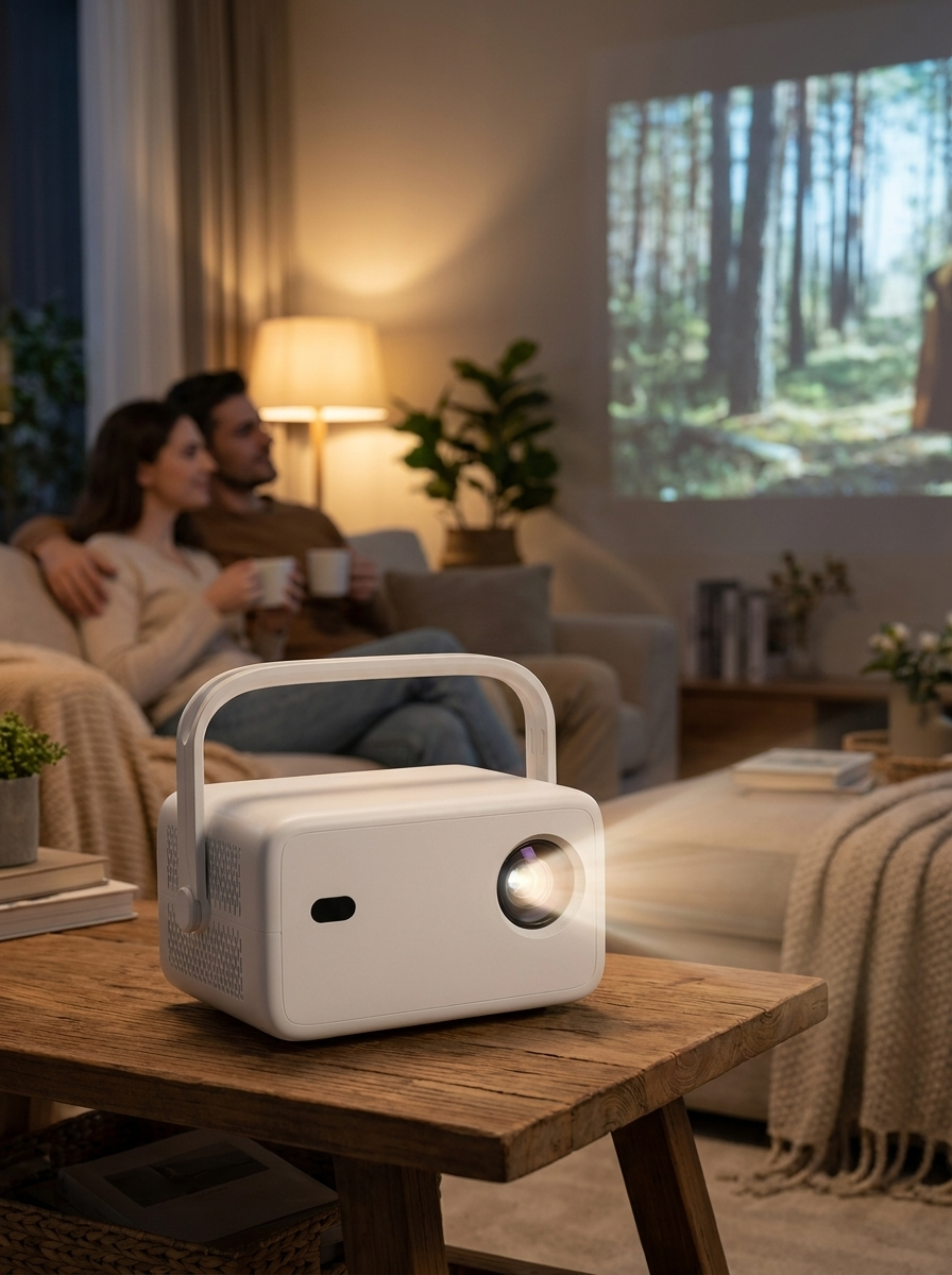 Smart Projector - Native Full HD 1080p, Android 14, 4K/8K File Decoding, Up to 200" (UK Plug)