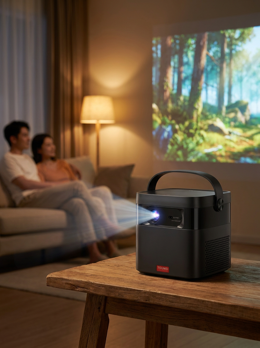 Portable smart projector with genuine Full HD 1080p resolution for outdoor viewing
