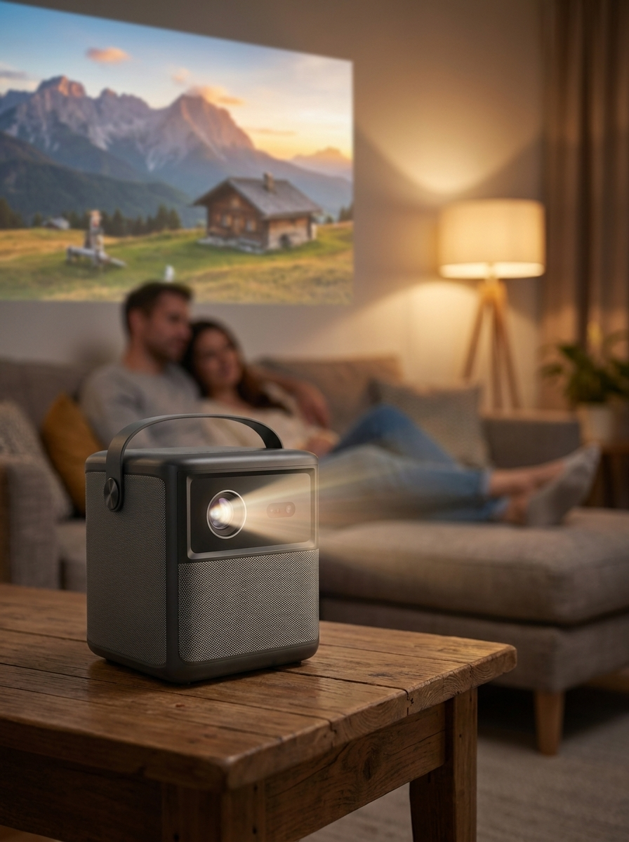 Portable smart DLP projector running Android 11 for built-in streaming apps