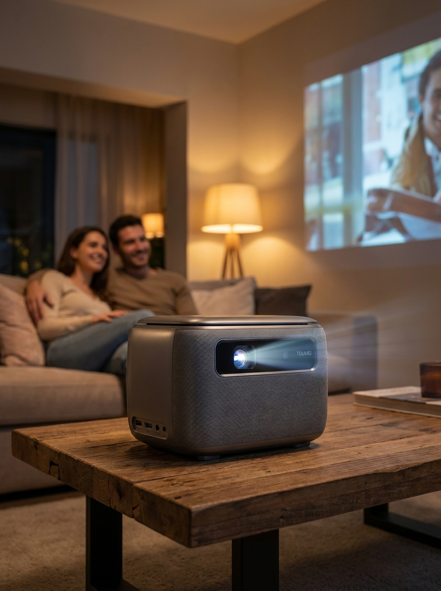Portable smart projector with auto-focus that sharpens the image instantly