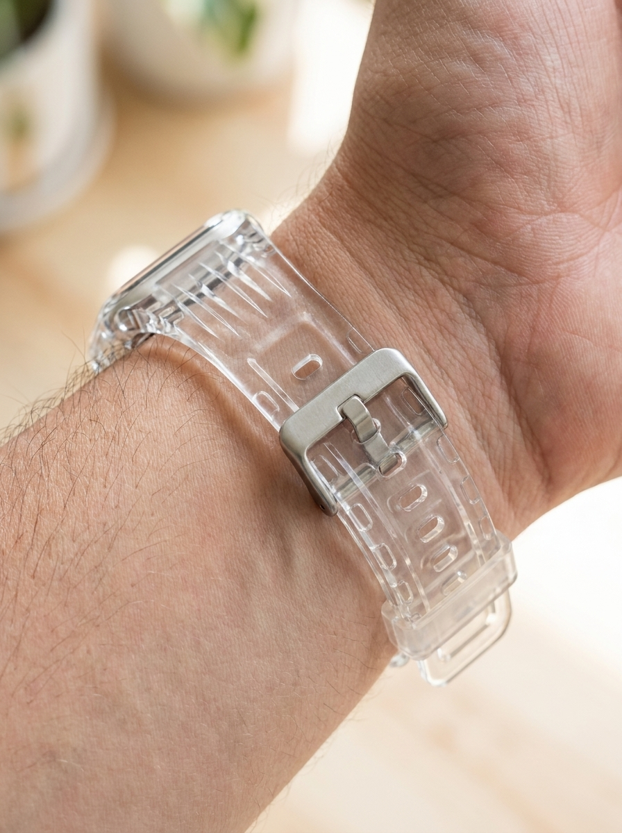 Transparent skeleton sport strap for Apple Watch in see-through TPU