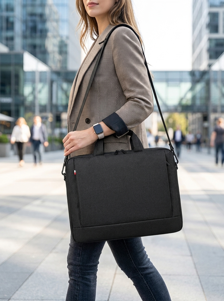 Padded laptop sleeve bag that doubles as a lightweight briefcase
