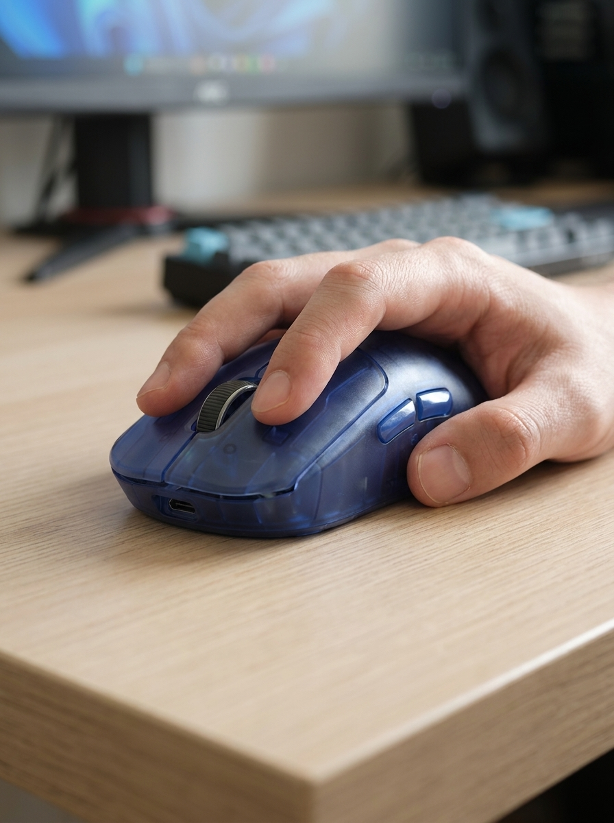 Lightweight gaming mouse with translucent honeycomb-vented shell at around 78 g