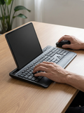 Wireless Keyboard & Mouse Set - Silent Ergonomic, Tablet Holder & Cushioned Rest