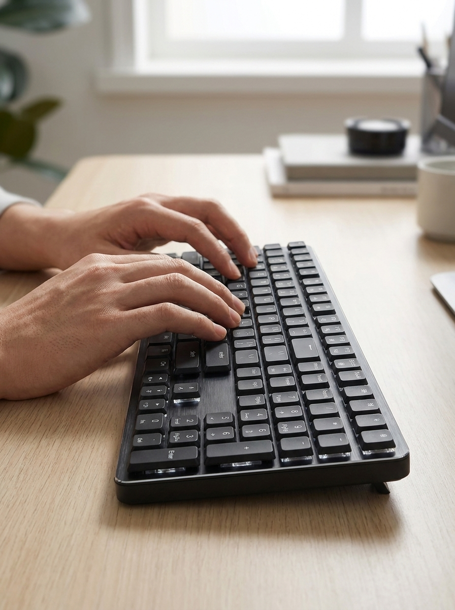 Ultra-Slim Low-Profile Mechanical Keyboard - 111-Key, Brown Switches, Wired & Bluetooth