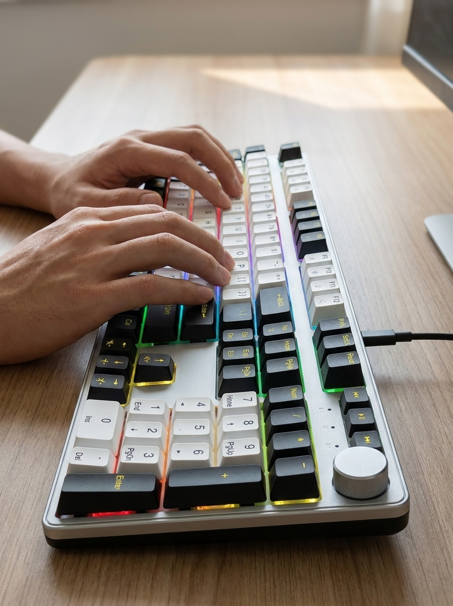 Full-Size Mechanical Gaming Keyboard - 104/107 Keys, RGB, Control Knob, Wired
