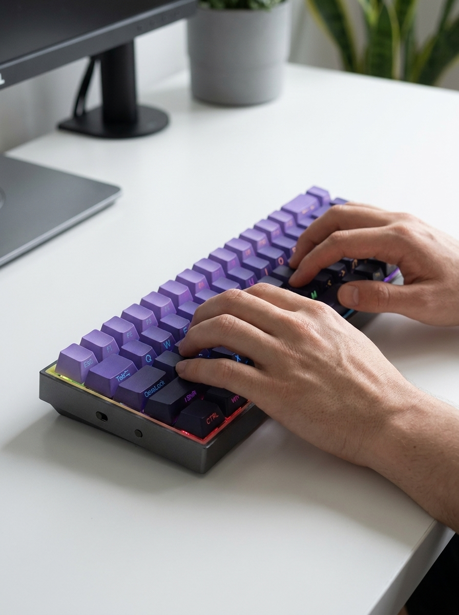Compact mechanical gaming keyboard in 60% 61-key or 65% 68-key layouts