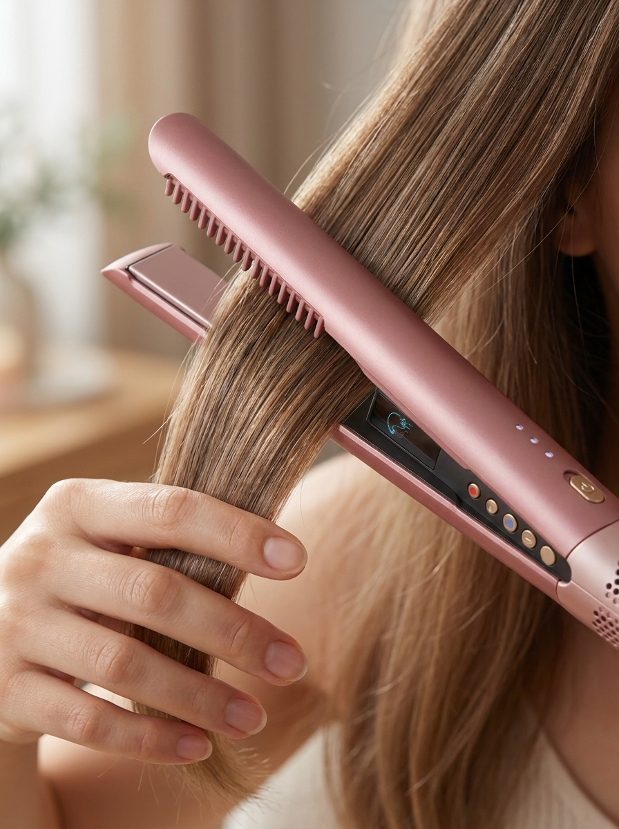 Ionic Ceramic Hair Straightener Comb - Wet & Dry Fast-Heat Flat Iron (UK Plug)