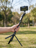 Extendable selfie stick reaching 1.8 metres for vlogging and live streaming