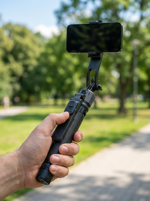 AI face-tracking gimbal selfie stick with anti-shake balanced handle
