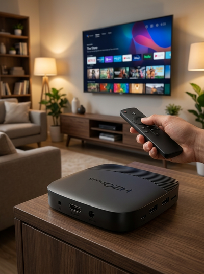 H20 Plus Android 14 TV Box - 4K Streaming Media Player, Wi-Fi & Bluetooth