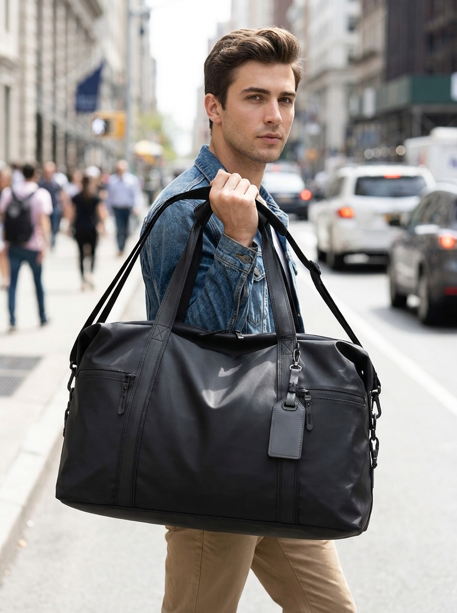 Travel and gym holdall with a roomy 20-35L main compartment