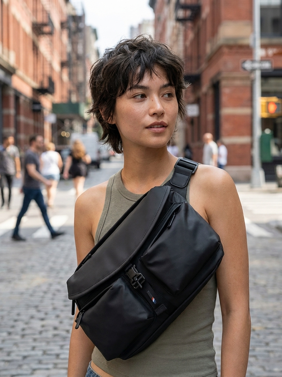 Functional Crossbody Chest Bag - Waterproof Multi-Pocket Travel Sling, Fits 8"