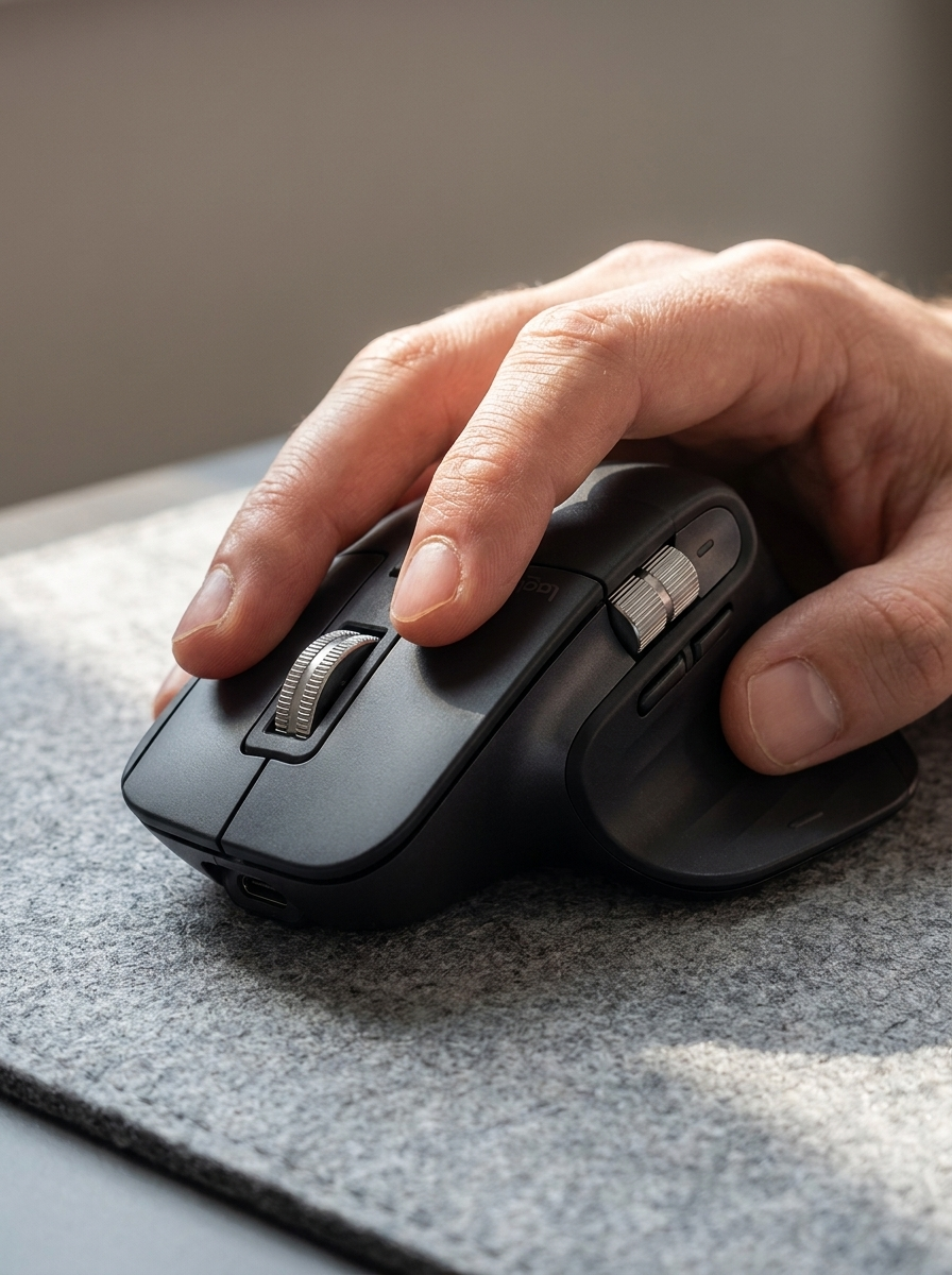 Tri-mode ergonomic mouse connecting by two Bluetooth channels or 2.4GHz