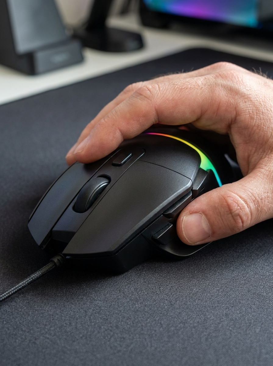 Tri-mode wireless gaming mouse switching between 2.4G, Bluetooth and wired use