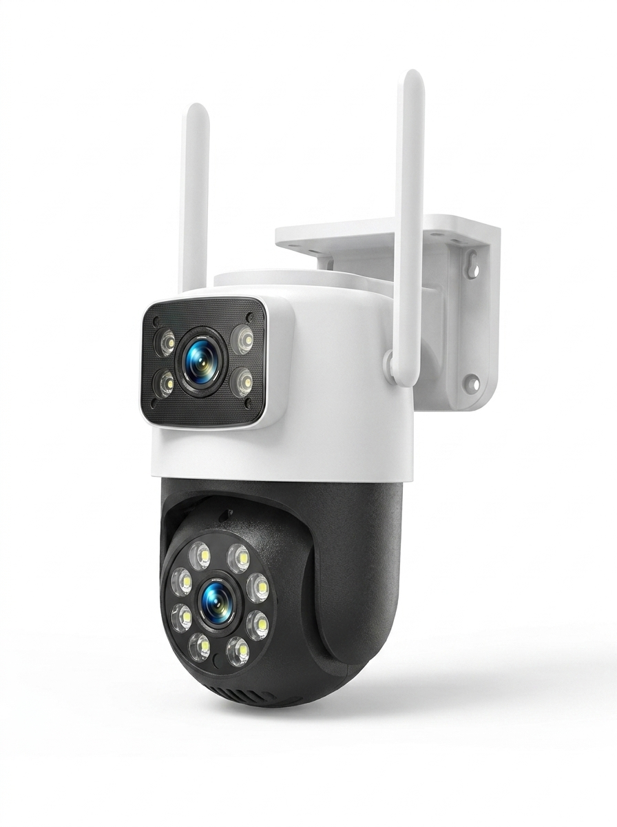 VOLTARA Dual-Lens WiFi Security Camera – Indoor & Outdoor Waterproof HD Night Vision Pan-Tilt