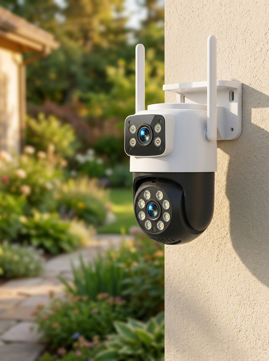 VOLTARA Dual-Lens WiFi Security Camera – Indoor & Outdoor Waterproof HD Night Vision Pan-Tilt