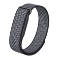 Obsidian woven nylon loop band compatible with Fitbit Air, showing the metal slider buckle and tracker carrier