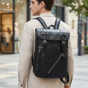Slim PU Laptop Backpack - Water-Resistant 16" Casual Commuter, Under 20L