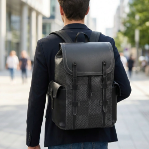 PU Leather Business Laptop Backpack - Fits 15" Laptop, 20-35L Commuter Bag