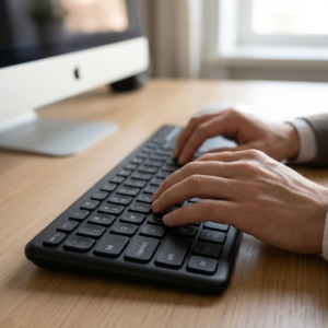 Slim Wireless Keyboard with Touchpad & Wrist Rest - 2.4G, Silent Scissor Keys
