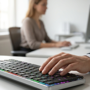 Ultra-Slim Low-Profile Mechanical Keyboard - 84-Key Aluminium, RGB, Tri-Mode