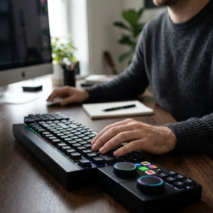 Modular Mechanical Keyboard with Stream-Deck Display - 68-Key RGB, Wired, Programmable Knob