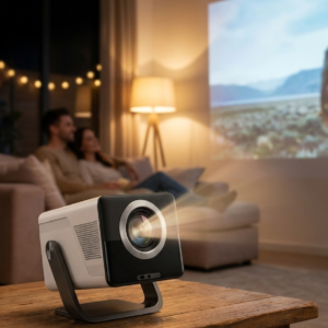 Short-Throw Smart Projector - Native 1080p Full HD, Google TV, 120" Screen (UK Plug)