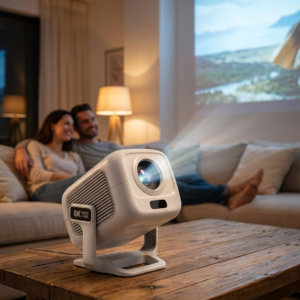 Mini Smart Projector - Native Full HD 1080p, Android 14, Wi-Fi, Compact 900g (UK Plug)
