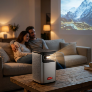 Rechargeable DLP Projector - Built-In 8000mAh Battery, Touch Control Home Cinema (UK Plug)