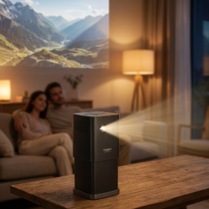 Mini DLP Projector - Built-In 8000mAh Battery, Telescopic Pocket Home Cinema (UK Plug)