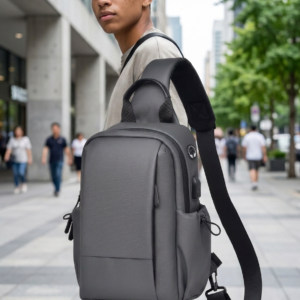 Crossbody Sling Bag with USB Charging Port - Waterproof, Fits 9" Tablet